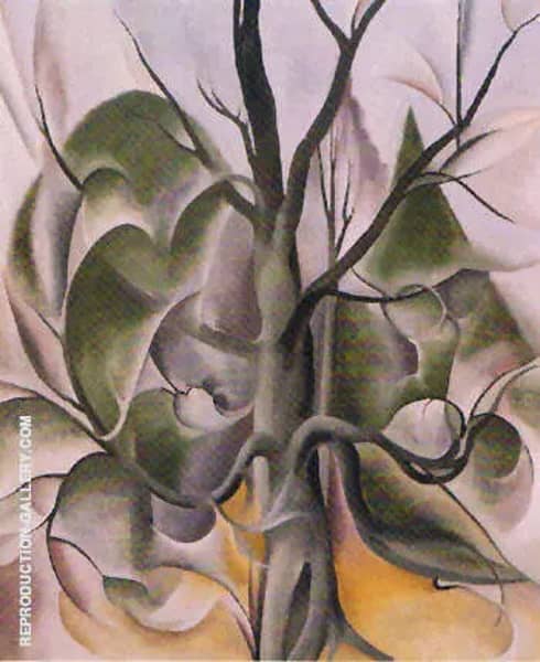 Gray Tree Lake George 1925 by Georgia O'Keeffe | Oil Painting Reproduction