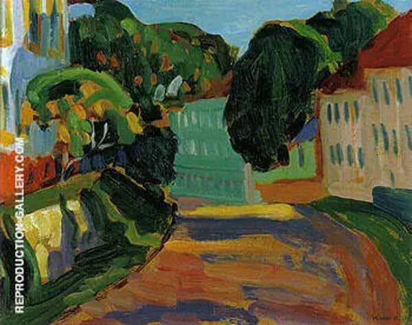 Street in Murnau 1908 by Gabriele Munter | Oil Painting Reproduction