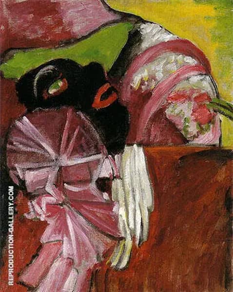 Black Mask With Pink 1912 by Gabriele Munter | Oil Painting Reproduction