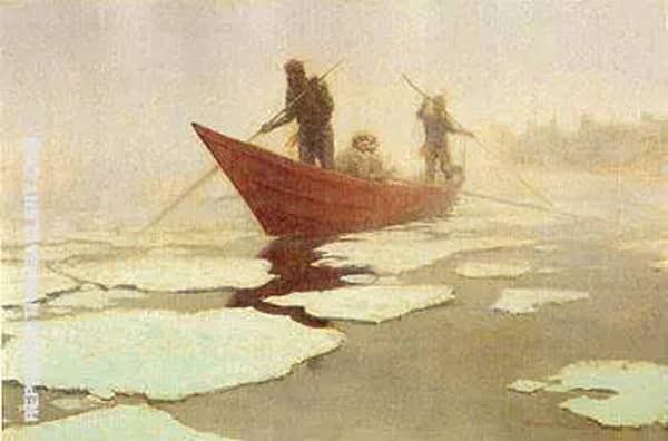 River Drivers in the Spring Break Up 1905 | Oil Painting Reproduction