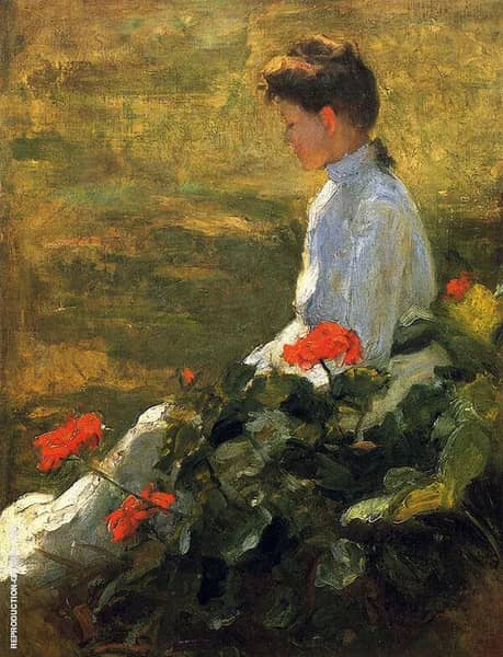 Woman with Geranmiums c 1910 | Oil Painting Reproduction