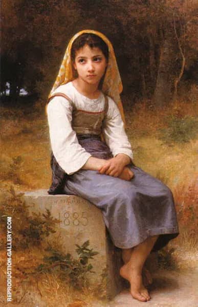 Meditation 1885 by William-Adolphe Bouguereau | Oil Painting Reproduction