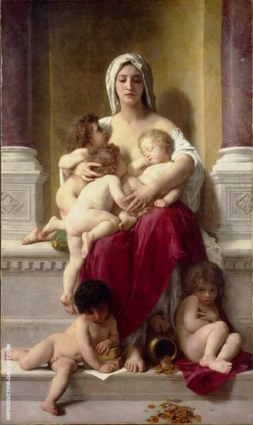 Charity 1878 by William-Adolphe Bouguereau | Oil Painting Reproduction