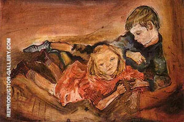 Children Playing 1909 by Oskar Kokoschka | Oil Painting Reproduction