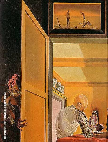 Gala and the Angelus of Milet Immediately Preceding the Arrival of the Conic Anamorphosis 1933 | Oil Painting Reproduction