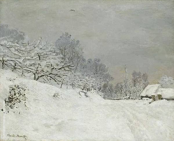 Near Honfleur Snow by Claude Monet | Oil Painting Reproduction