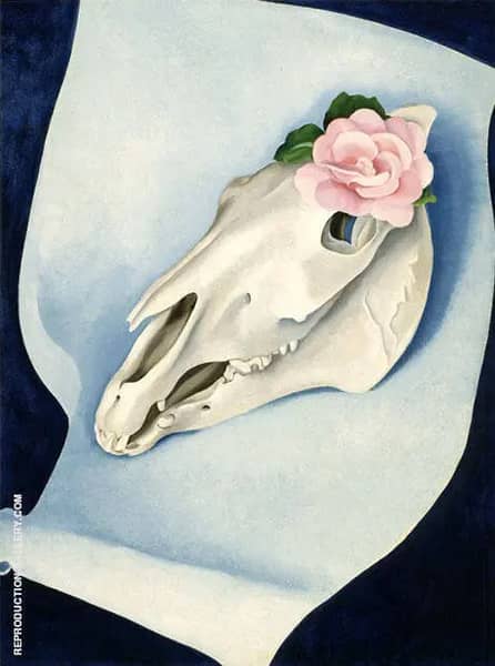 Horses Skull With Pink Rose 1931 | Oil Painting Reproduction