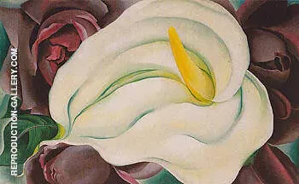 L K White Calla And Roses 1926 | Oil Painting Reproduction