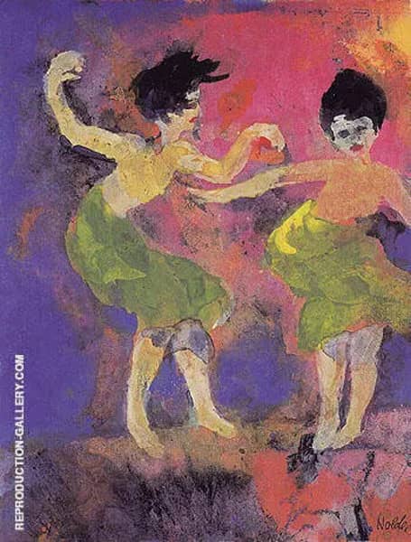 Dancing Women with Green Skirts by Emil Nolde | Oil Painting Reproduction