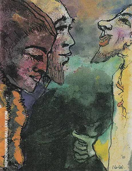 Couple and Goateed Man in Profile | Oil Painting Reproduction