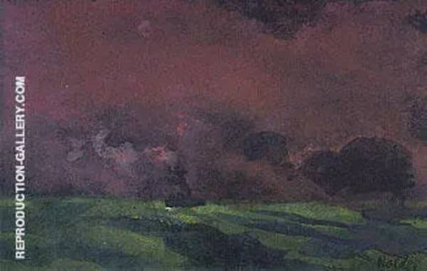 Green Sea under Reddish brown Sky Two Steamers | Oil Painting Reproduction