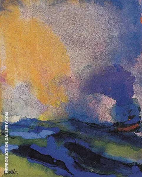 Blue green Sea with Steamer by Emil Nolde | Oil Painting Reproduction