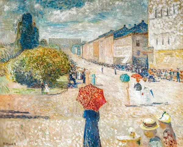 Spring Day on Karl Johan 1890 by Edvard Munch | Oil Painting Reproduction