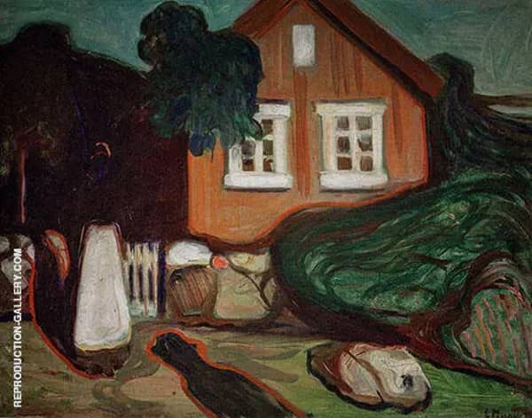 House in Moonlight 1895 by Edvard Munch | Oil Painting Reproduction