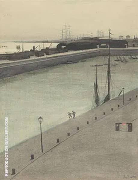 Port dOstende Quai Avec Deux Figures | Oil Painting Reproduction