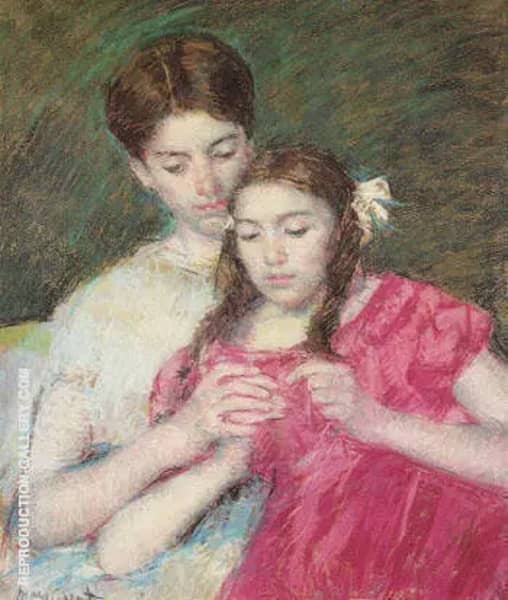 The Crochet Lesson 1913 by Mary Cassatt | Oil Painting Reproduction