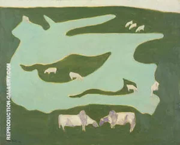 Grazing Brahmins by Milton Avery | Oil Painting Reproduction
