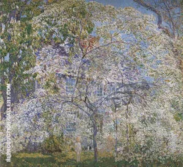 Spring The Dogwood Tree by Childe Hassam | Oil Painting Reproduction