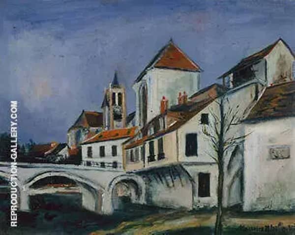Bridge and Church by Maurice Utrillo | Oil Painting Reproduction