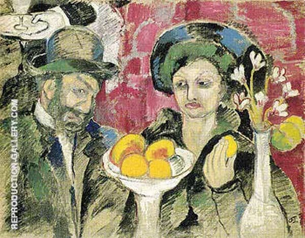 In a Restaurant c1905 by Natalia Goncharova | Oil Painting Reproduction