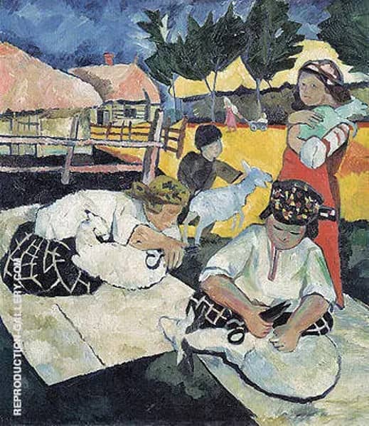 Shearing Sheep 1907 by Natalia Goncharova | Oil Painting Reproduction
