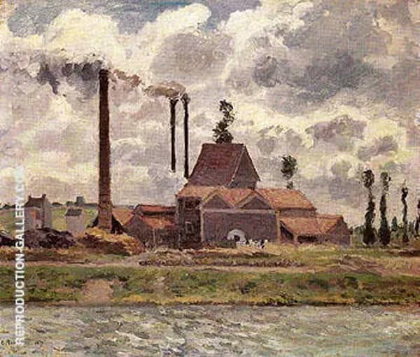 Factory near Pontoise 1873 by Camille Pissarro | Oil Painting Reproduction