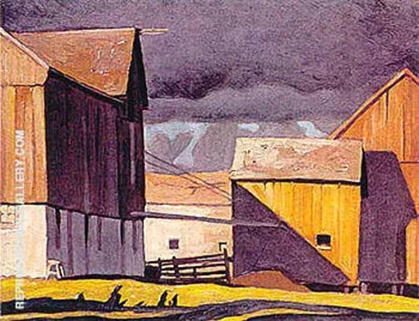 Barns at Twelve Mile Lake by A J Casson | Oil Painting Reproduction