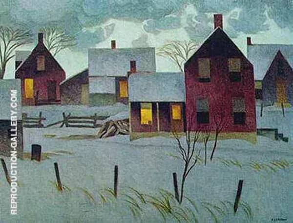 Winter Evening by A J Casson | Oil Painting Reproduction