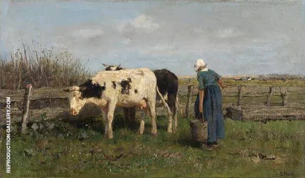 Milking Time 1875 by Anton Mauve | Oil Painting Reproduction