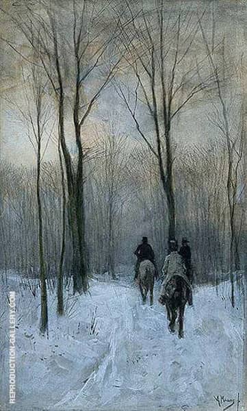 Riders in the Snow of the Woods at The Hague | Oil Painting Reproduction