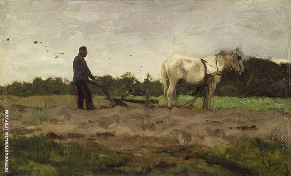 Plowing c1885 by Anton Mauve | Oil Painting Reproduction