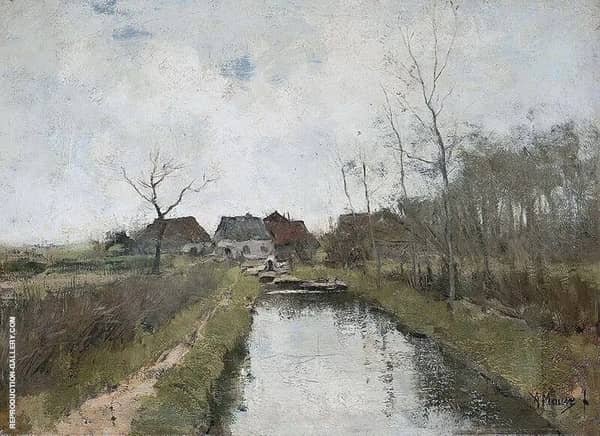 A Cottage by a Ditch by Anton Mauve | Oil Painting Reproduction