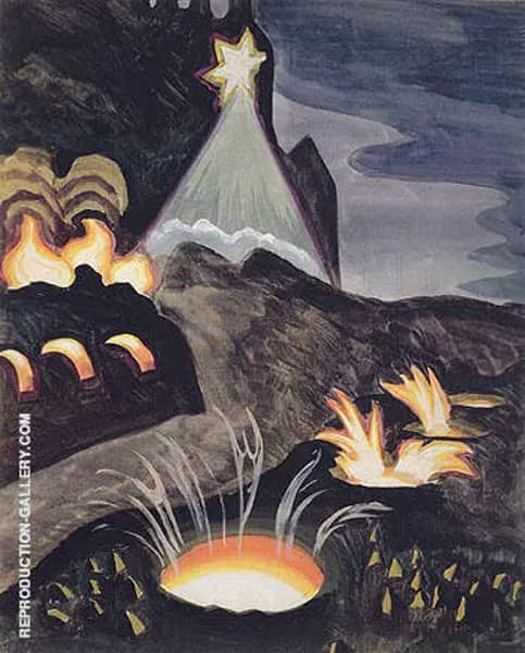 Star and Fires by Charles Burchfield | Oil Painting Reproduction