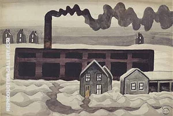 Factory and Houses 1920 by Charles Burchfield | Oil Painting Reproduction