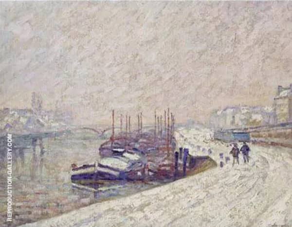 Barge in the Snow by Armand Guillaumin | Oil Painting Reproduction