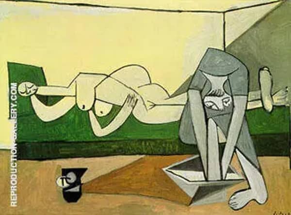 Femme Couchee et Femme qui se Lave Le Pied 1944 | Oil Painting Reproduction