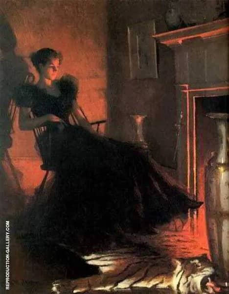 By Firelight 1880 by Frank Weston Benson | Oil Painting Reproduction