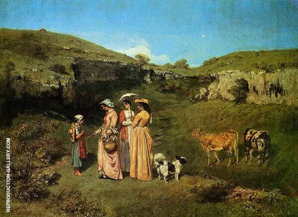 Young Ladies of the Village c 1851-52 | Oil Painting Reproduction