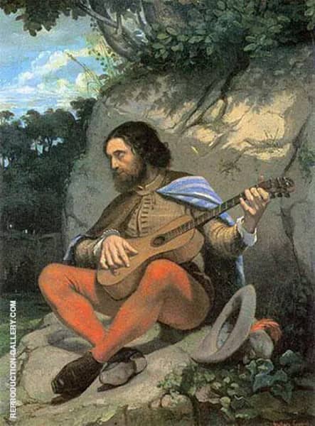 The Guitar Player 1845 by Gustave Courbet | Oil Painting Reproduction
