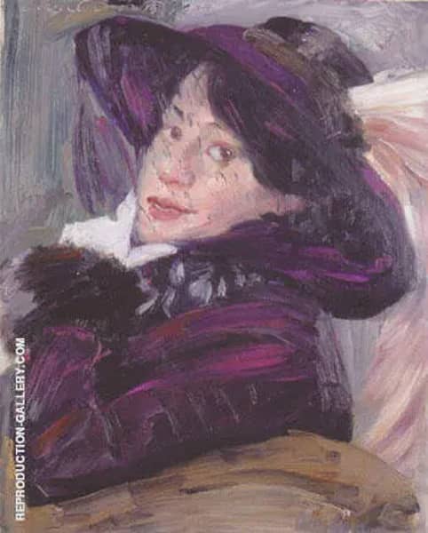 Portrait of a Lady with a Lilac Hat 1912 | Oil Painting Reproduction