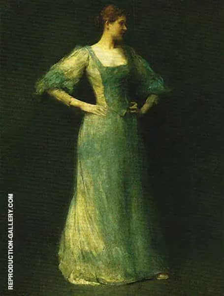 The Blue Dress 1892 by Thomas Wilmer Dewing | Oil Painting Reproduction