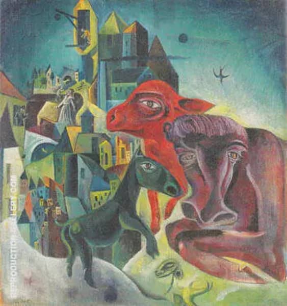 City with Animals c.a.1919 by Max Ernst | Oil Painting Reproduction