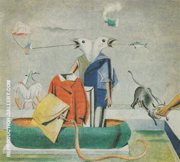 Birds Fish Snake c.a.1921 by Max Ernst | Oil Painting Reproduction