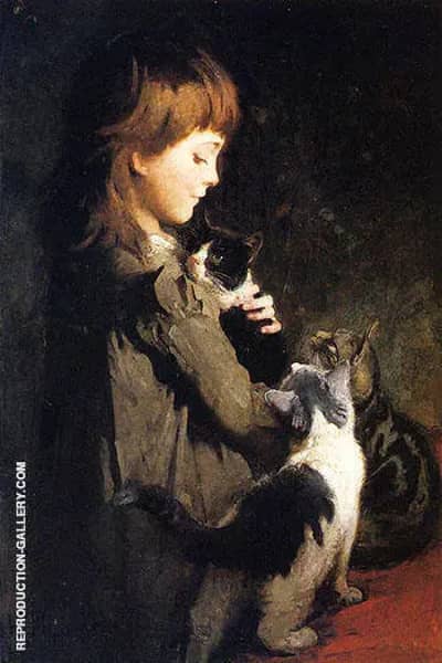 Favorite Kitten by Abbott H Thayer | Oil Painting Reproduction