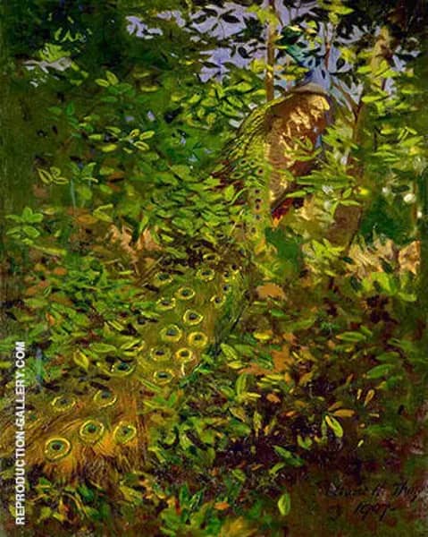 Peacock in the Woods 1907 by Abbott H Thayer | Oil Painting Reproduction