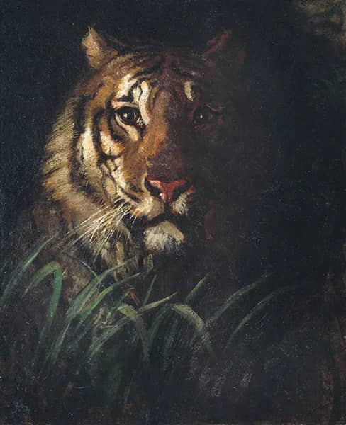 Tiger's Head 1874 by Abbott H Thayer | Oil Painting Reproduction