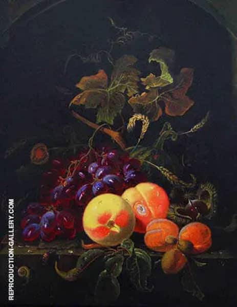 Fruit Still Life with Peaches Grapes and Apricot | Oil Painting Reproduction