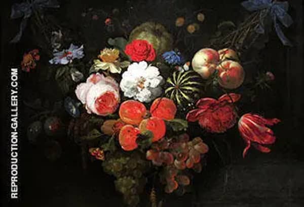 Garland of Fruit and Flowers c 1660 | Oil Painting Reproduction