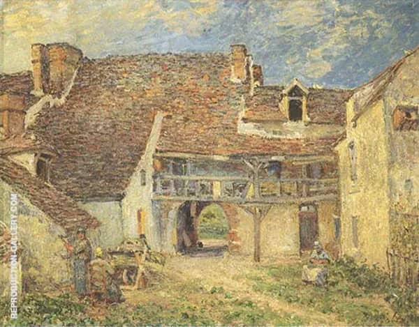 Courtyard of Farm at St Mammes 1884 | Oil Painting Reproduction
