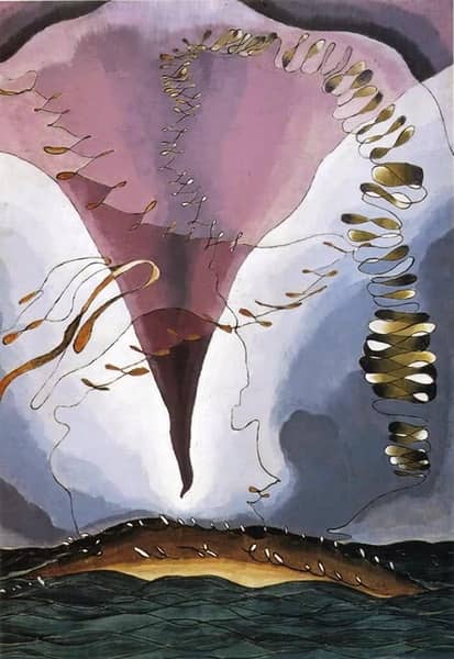 Seagull Motif Violet and Green 1928 | Oil Painting Reproduction